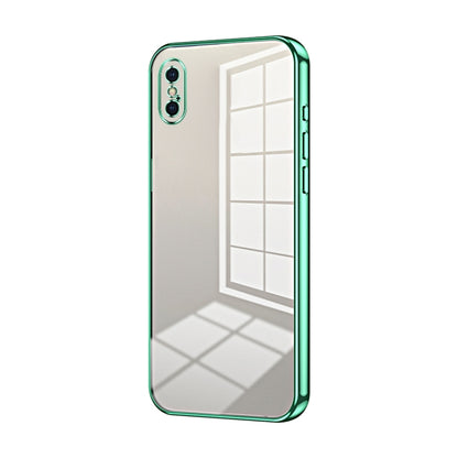 Transparent Plating Fine Hole Phone Case - For iPhone X / Xs / Xs Max (Green) - Mos Accessories