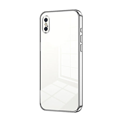 Transparent Plating Fine Hole Phone Case - For iPhone X / Xs / Xs Max (Silver) - Mos Accessories