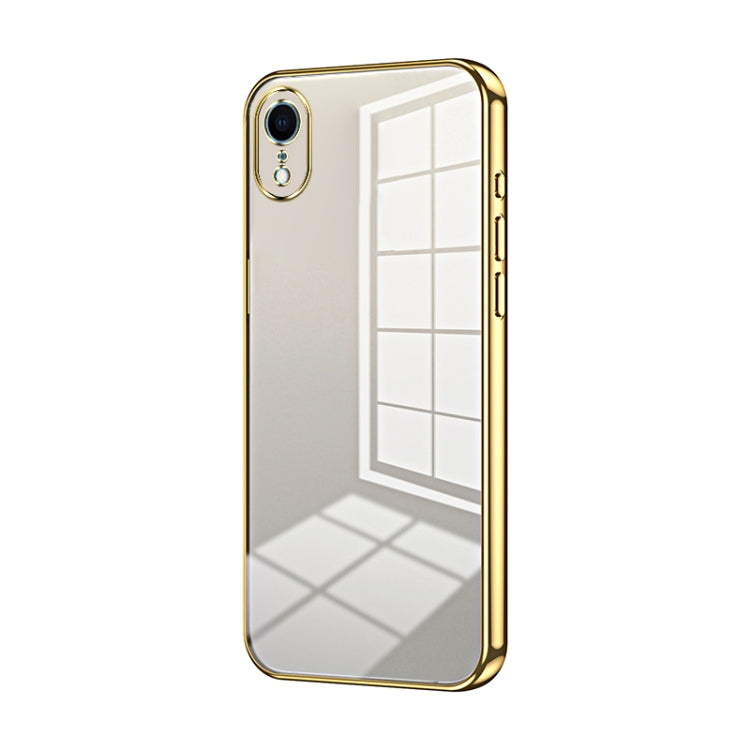 Transparent Plating Fine Hole Phone Case - For iPhone XR (Gold) - Mos Accessories