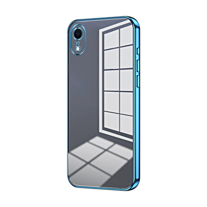 Transparent Plating Fine Hole Phone Case - For iPhone XR (Blue) - Mos Accessories