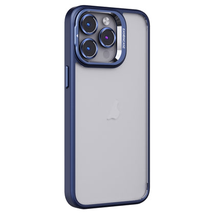 Invisible Lens Holder PC + TPU Frosted Phone Case (Dark Blue) - For iPhone 15 / 14 / 13 Series - Mos Accessories