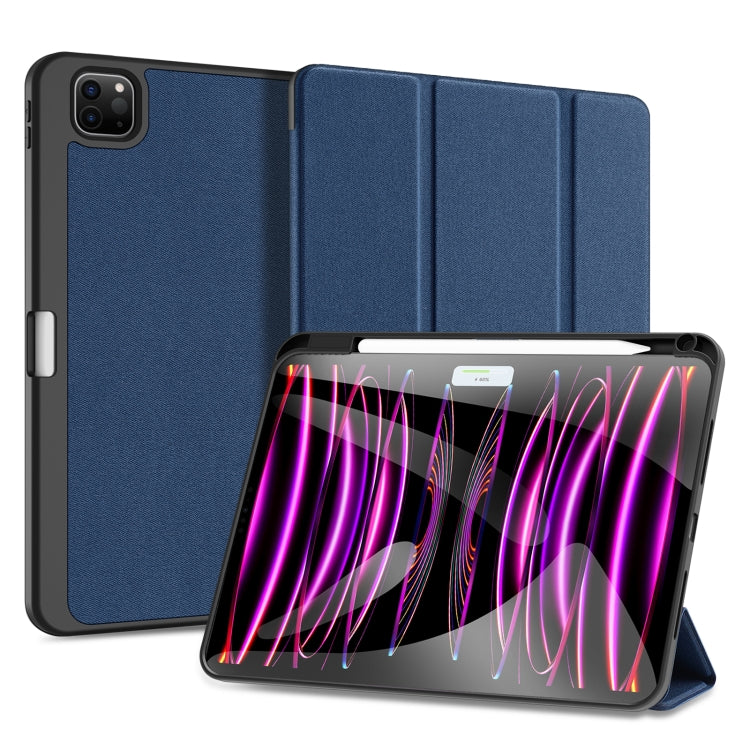 Dux Ducis Domo Series Cloth Texture Magnetic PU Leather Blue Case - For iPad Pro 11 (2024) - MosAccessories.co.uk