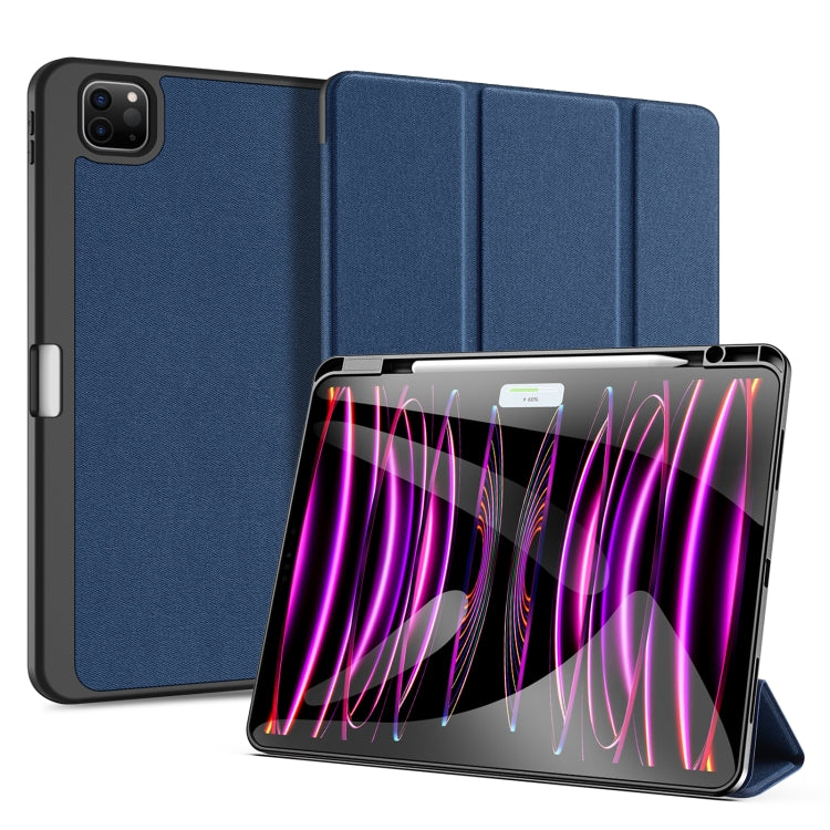 Dux Ducis Domo Series Cloth Texture Magnetic PU Leather Blue Case - For iPad Pro 13 (2024) - MosAccessories.co.uk