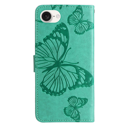 3D Butterfly Embossed Pattern Flip PU Leather Phone Case - For iPhone 16e