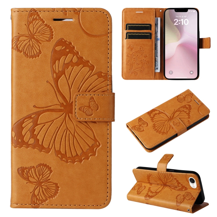 3D Butterfly Embossed Pattern Flip PU Leather Phone Case - For iPhone 16e