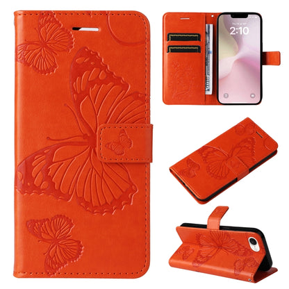 3D Butterfly Embossed Pattern Flip PU Leather Phone Case - For iPhone 16e