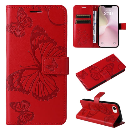 3D Butterfly Embossed Pattern Flip PU Leather Phone Case - For iPhone 16e