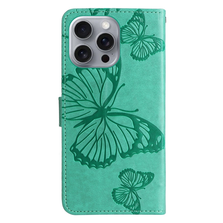 3D Butterfly Embossed Pattern Flip PU Leather Phone Case - For iPhone 16 Series