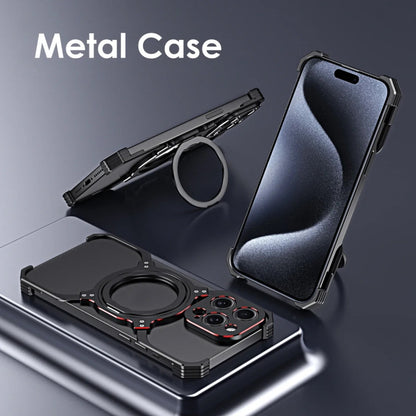 Mechanical Arm Borderless MagSafe Holder Metal Phone Case, For iPhone 15 Pro Max, For iPhone 15 Pro, For iPhone 15 Plus, For iPhone 15, For iPhone 14 Plus, For iPhone 14