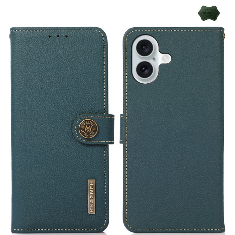 KHAZNEH Custer Genuine Leather RFID Phone Case - For iPhone 16 Series