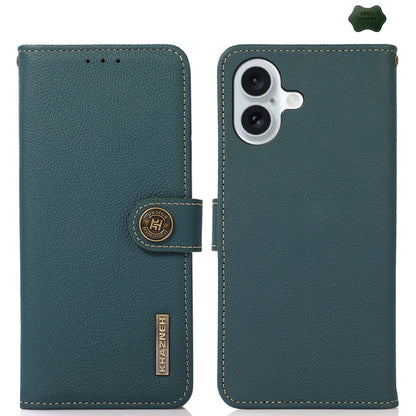 KHAZNEH Custer Genuine Leather RFID Phone Case - For iPhone 16 Series