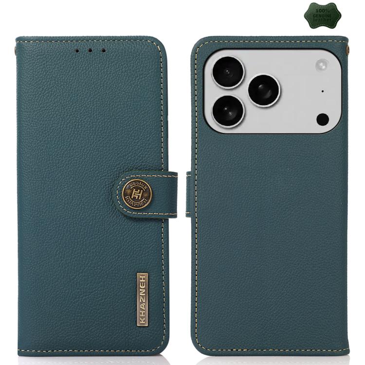 KHAZNEH Custer Genuine Leather RFID Phone Case - For iPhone 17 & 16 Series