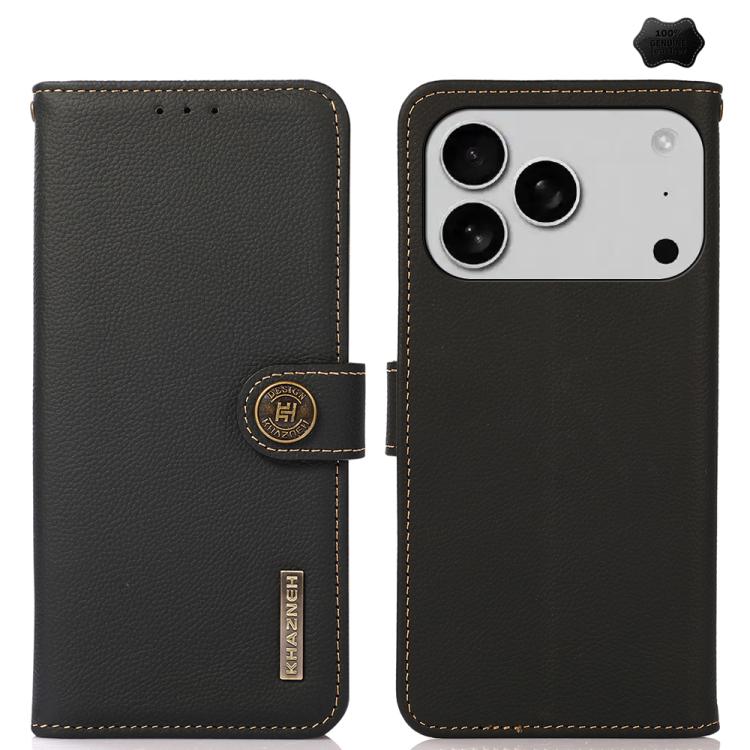KHAZNEH Custer Genuine Leather RFID Phone Case - For iPhone 17 & 16 Series