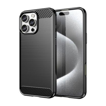 Brushed Texture Carbon Fiber TPU Phone Case - For iPhone 16 Series