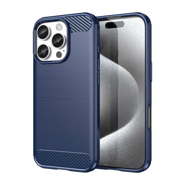 Brushed Texture Carbon Fiber TPU Phone Case - For iPhone 16 Series