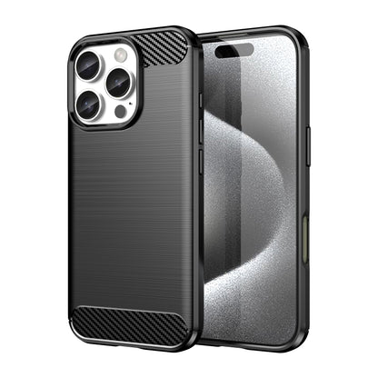 Brushed Texture Carbon Fiber TPU Phone Case - For iPhone 16 Series