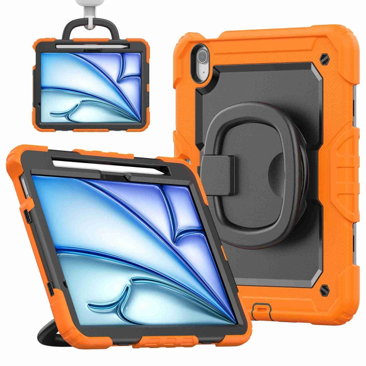 Handle Silicone Hydric PC Tablet Case with Shoulder Strap, For iPad Air 11 2024