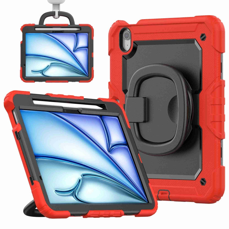 Handle Silicone Hydric PC Tablet Case with Shoulder Strap, For iPad Air 11 2024