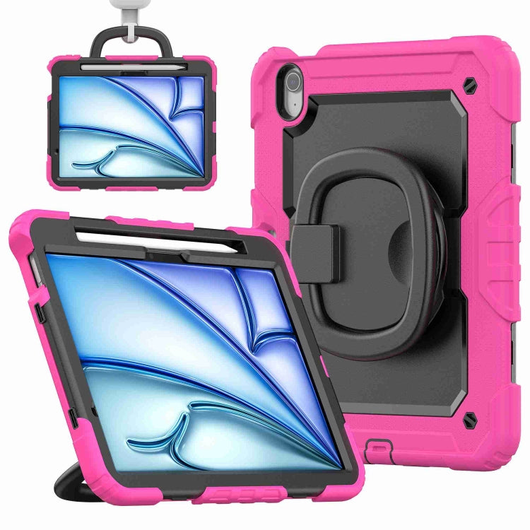 Handle Silicone Hydric PC Tablet Case with Shoulder Strap, For iPad Air 11 2024