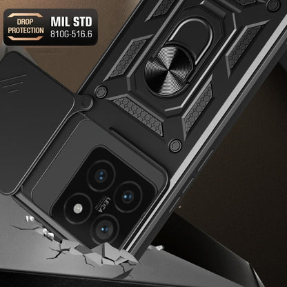 Sliding Camera Cover Design TPU Hybrid PC Phone Case - For Xiaomi 14T 5G / Poco F6 / Poco F6 Pro