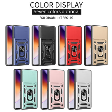 Sliding Camera Cover Design TPU Hybrid PC Phone Case - For Xiaomi 14T 5G / Poco F6 / Poco F6 Pro