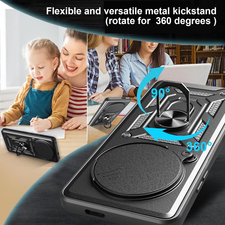 Sliding Camera Cover Design TPU Hybrid PC Phone Case - For Xiaomi 15 Ultra / Poco X7 Pro 5G Global / Poco M7 Pro 5G