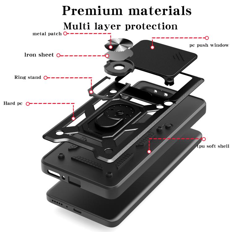 Sliding Camera Cover Design TPU Hybrid PC Phone Case - For Xiaomi 15 Pro / 15 / 14T Pro 5G