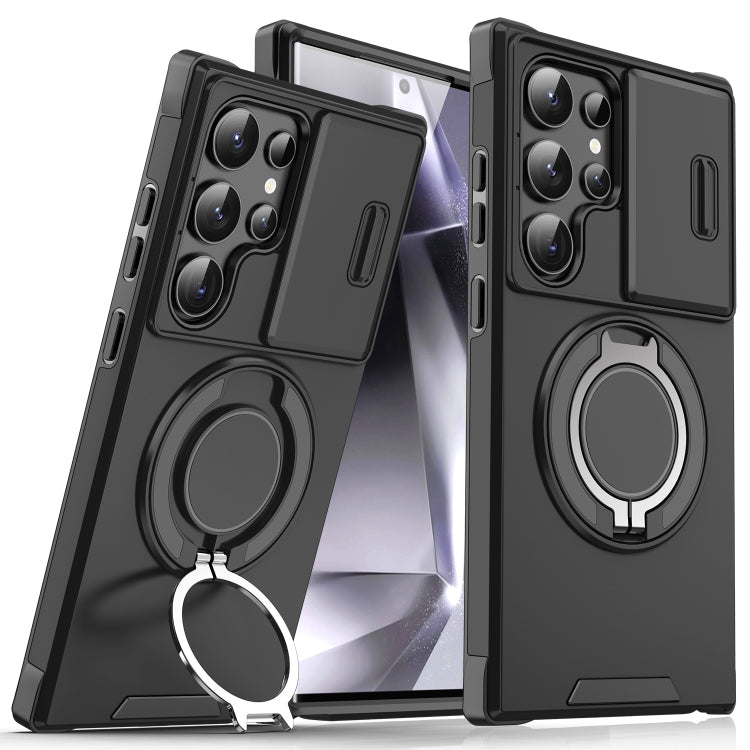 Sliding Camshield Ring Holder Phone Case - For Samsung Galaxy S24 FE / S24 Ultra / S24+ / S24