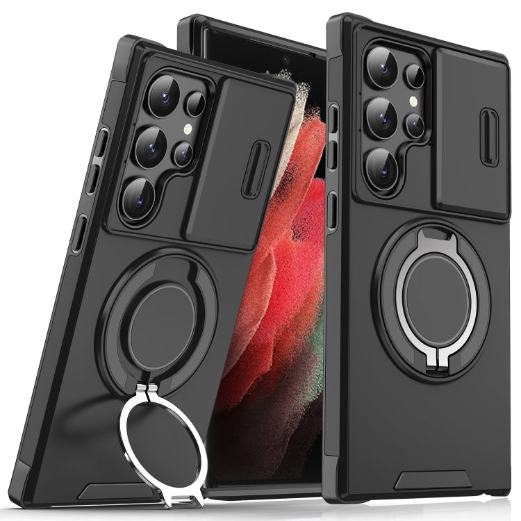 Sliding Camshield Ring Holder Phone Case - For Samsung Galaxy S21 Ultra