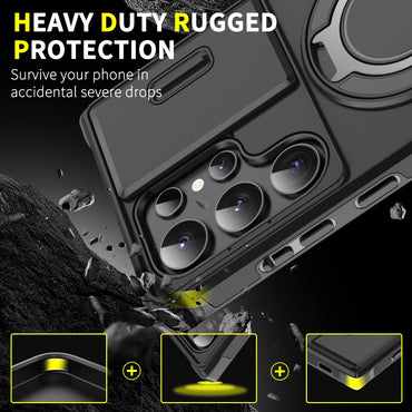Sliding Camshield Ring Holder Phone Case - For Samsung Galaxy S25 Edge / S25 / S25+ / S25 Ultra