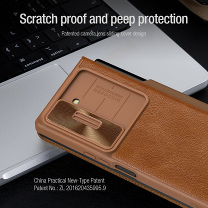 Nillkin QIN Series Pro Sliding Camera Cover Design PU Leather Phone Case - For Samsung Galaxy Z Fold6