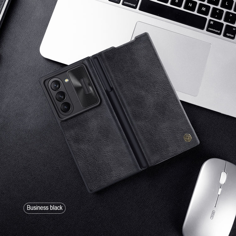 Nillkin QIN Series Pro Sliding Camera Cover Design PU Leather Phone Case - For Samsung Galaxy Z Fold6