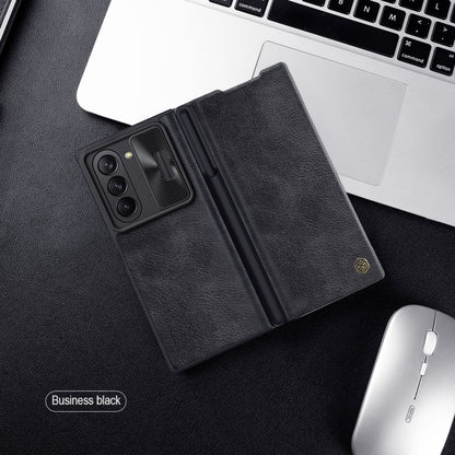 Nillkin QIN Series Pro Sliding Camera Cover Design PU Leather Phone Case - For Samsung Galaxy Z Fold6