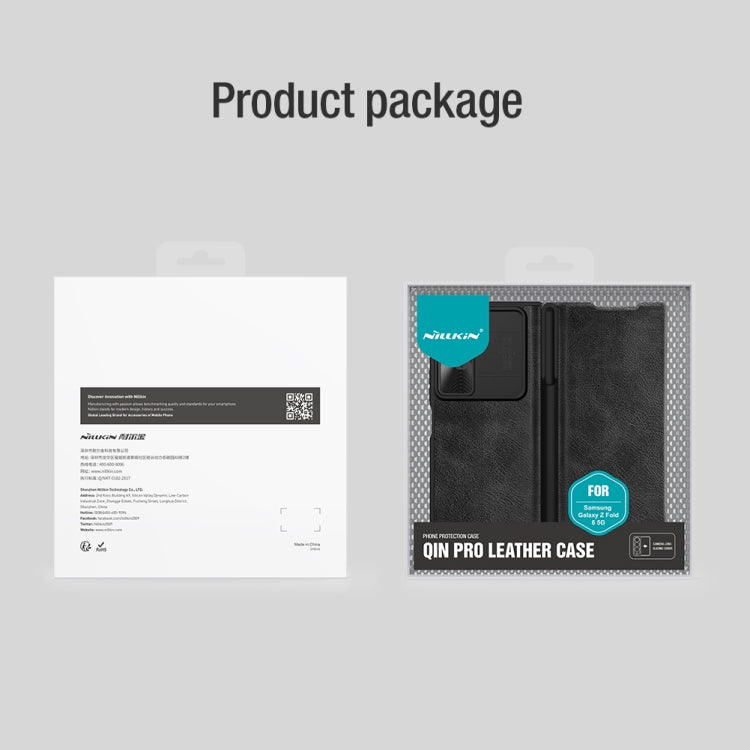 Nillkin QIN Series Pro Sliding Camera Cover Design PU Leather Phone Case - For Samsung Galaxy Z Fold6