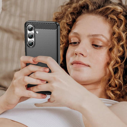 Carbon Fiber Brushed Texture TPU Phone Case - For Samsung Galaxy S25 Series / S24 FE