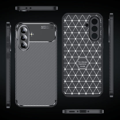 Carbon Fiber Texture Shockproof TPU Black Phone Case - For Samsung Galaxy A56 / A36 / A26 / A16 5G / A06 4G