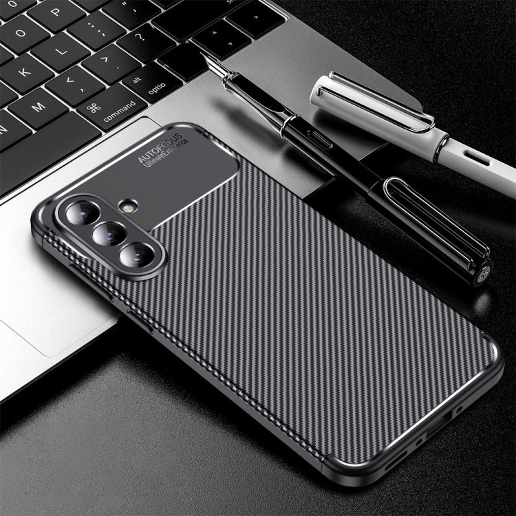 Carbon Fiber Texture Shockproof TPU Black Phone Case - For Samsung Galaxy A56 / A36 / A26 / A16 5G / A06 4G