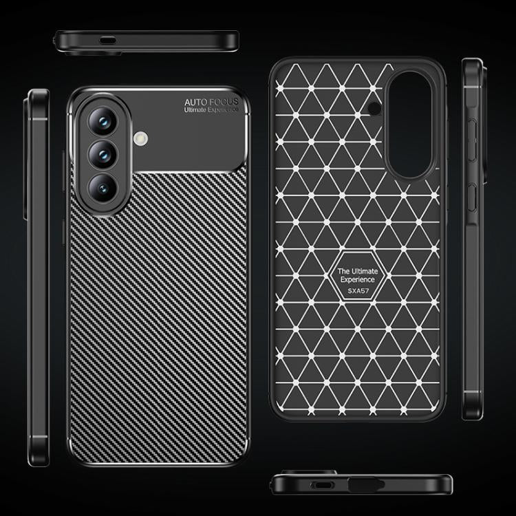 Carbon Fiber Texture Shockproof TPU Black Phone Case - For Samsung Galaxy A56 / A36 / A26 / A16 5G / A06 4G