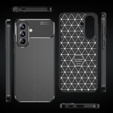 Carbon Fiber Texture Shockproof TPU Black Phone Case - For Samsung Galaxy A56 / A36 / A26 / A16 5G / A06 4G