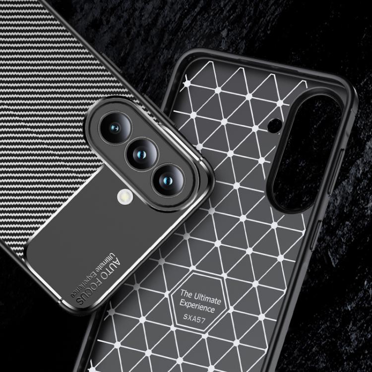Carbon Fiber Texture Shockproof TPU Black Phone Case - For Samsung Galaxy A56 / A36 / A26 / A16 5G / A06 4G