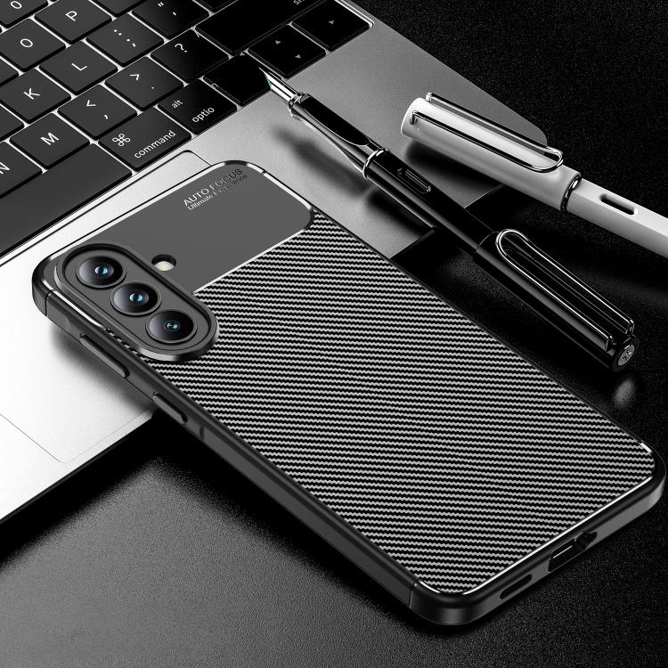 Carbon Fiber Texture Shockproof TPU Black Phone Case - For Samsung Galaxy A56 / A36 / A26 / A16 5G / A06 4G