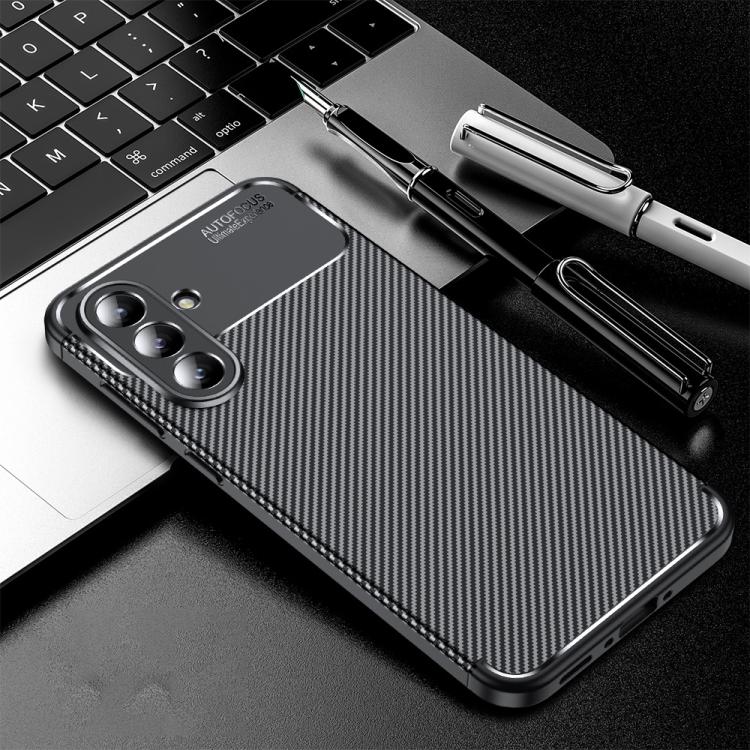 Carbon Fiber Texture Shockproof TPU Black Phone Case - For Samsung Galaxy A56 / A36 / A26 / A16 5G / A06 4G