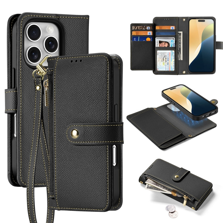 Dux Ducis Lawa Series 2 in 1 Wallet Zipper Detachable MagSafe Phone Case with Lanyard - For iPhone 17 Pro Max / 17 Pro / 17 / 17 Air / 16e / 16 Pro Max / 16 Pro / 16 Plus