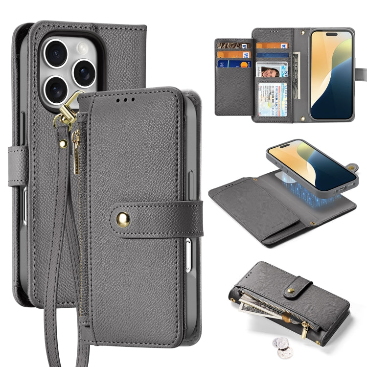 Dux Ducis Lawa Series 2 in 1 Wallet Zipper Detachable MagSafe Phone Case with Lanyard - For iPhone 17 Pro Max / 17 Pro / 17 / 17 Air / 16e / 16 Pro Max / 16 Pro / 16 Plus