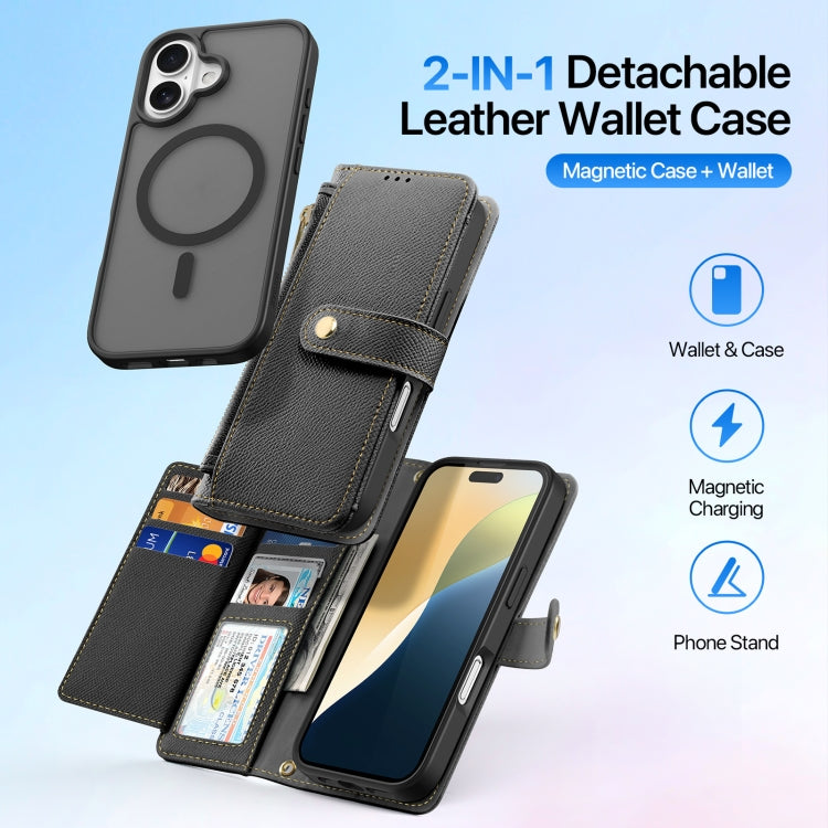 Dux Ducis Lawa Series 2 in 1 Wallet Zipper Detachable MagSafe Phone Case with Lanyard - For iPhone 16 / 15 Pro Max / 15 Pro / 15 Plus / 15