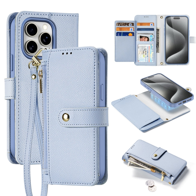 Dux Ducis Lawa Series 2 in 1 Wallet Zipper Detachable MagSafe Phone Case with Lanyard - For iPhone 16 / 15 Pro Max / 15 Pro / 15 Plus / 15