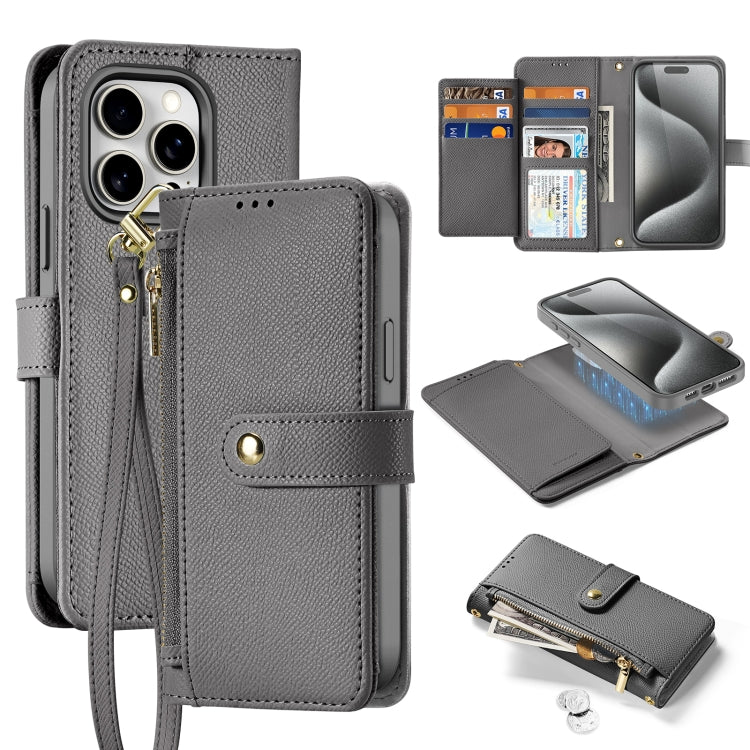 Dux Ducis Lawa Series 2 in 1 Wallet Zipper Detachable MagSafe Phone Case with Lanyard - For iPhone 16 / 15 Pro Max / 15 Pro / 15 Plus / 15