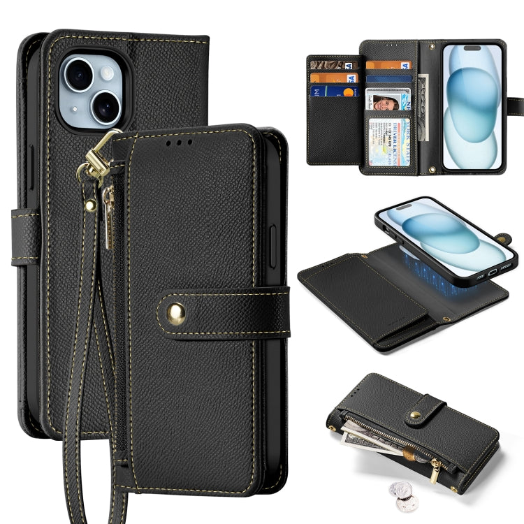 Dux Ducis Lawa Series 2 in 1 Wallet Zipper Detachable MagSafe Phone Case with Lanyard - For iPhone 16 / 15 Pro Max / 15 Pro / 15 Plus / 15