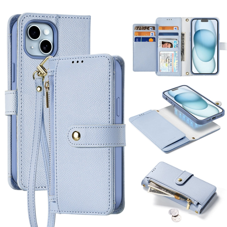 Dux Ducis Lawa Series 2 in 1 Wallet Zipper Detachable MagSafe Phone Case with Lanyard - For iPhone 16 / 15 Pro Max / 15 Pro / 15 Plus / 15