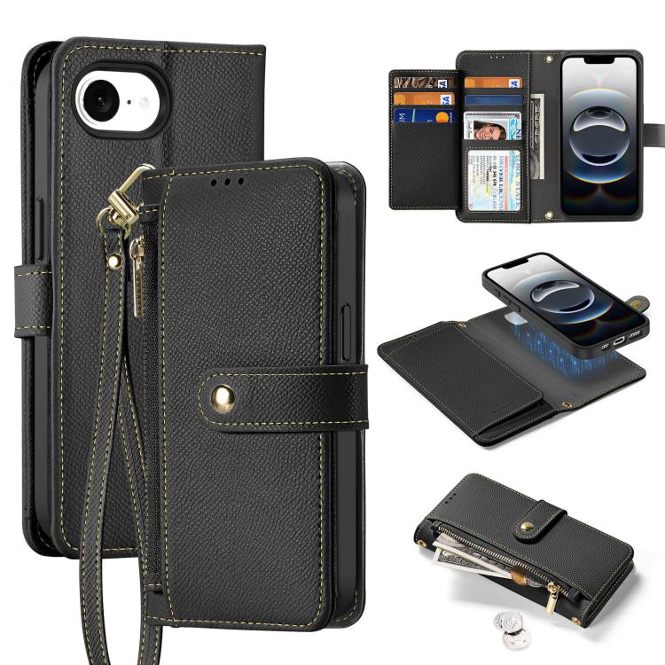 Dux Ducis Lawa Series 2 in 1 Wallet Zipper Detachable MagSafe Phone Case with Lanyard - For iPhone 17 Pro Max / 17 Pro / 17 / 17 Air / 16e / 16 Pro Max / 16 Pro / 16 Plus